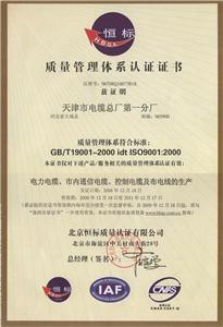 ISO9001-2001恒标认证