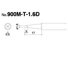 900M-T-1.6D一字形无铅烙铁头，白光936-1.6D恒温电烙铁头，936扁形无铅环保烙铁咀