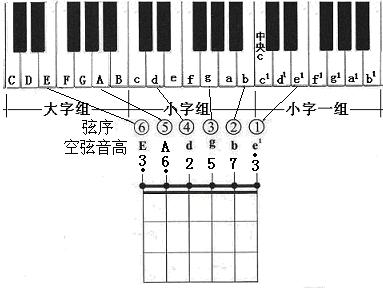 > 吉他基础知识1                                 吉他的音高分布是