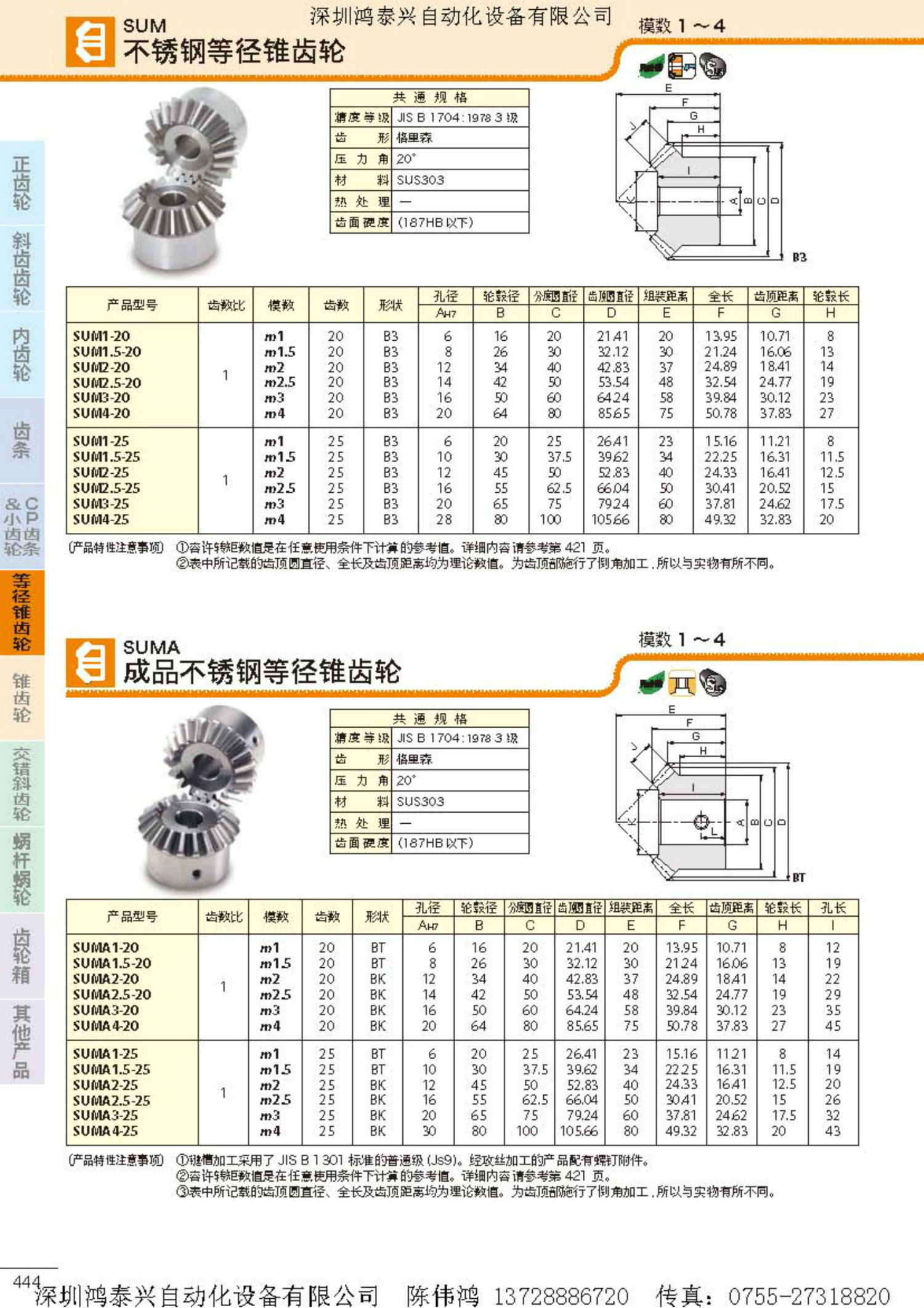   产品名称: khk成品不锈钢等径锥齿轮suma系列 产品规格