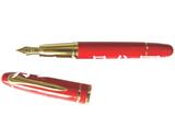万里文具中国红钢笔 镀金红油漆钢笔 礼品红瓷笔 商务套装墨水笔 大红钢笔