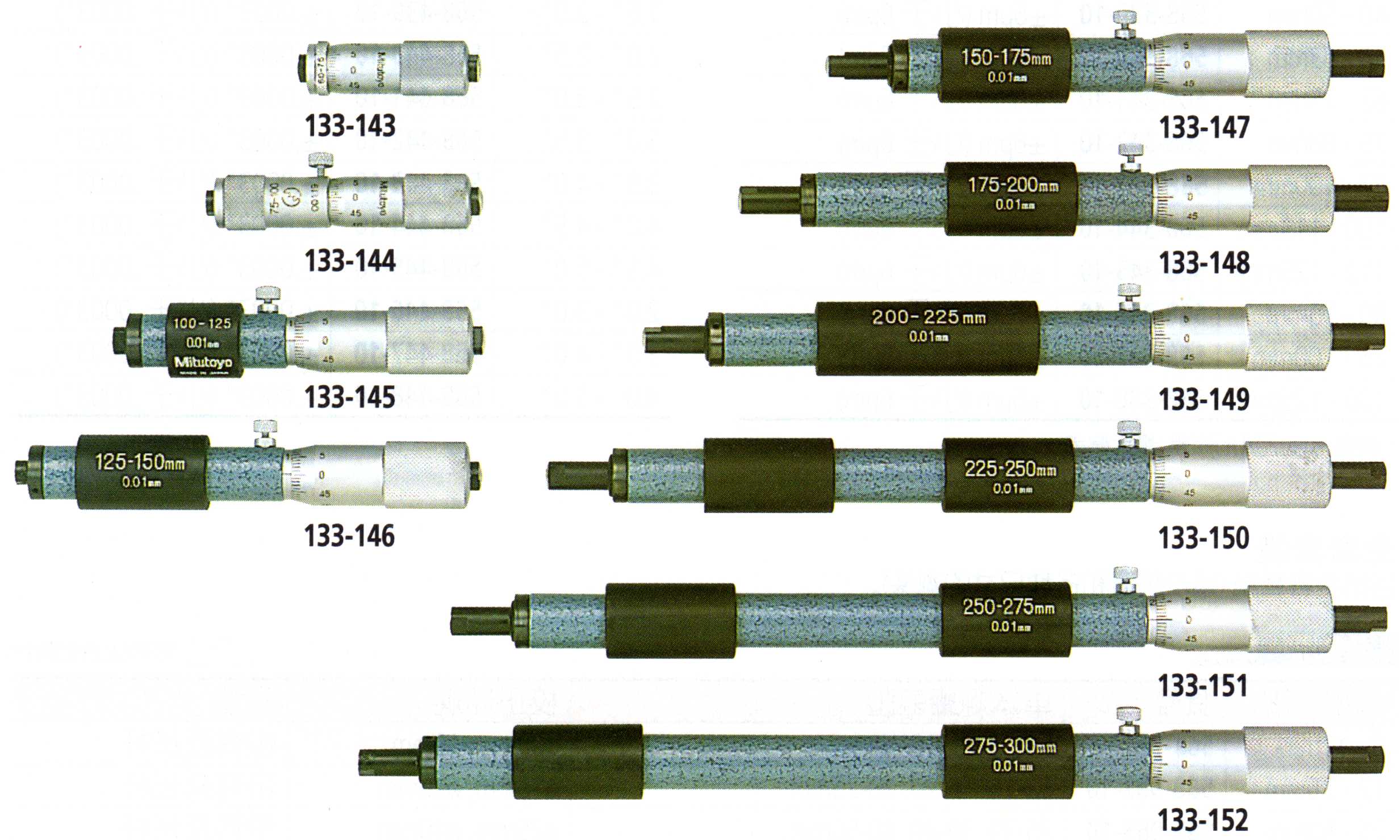 133系列 刻度单杆式 接杆式内径千分尺 133-143