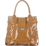 Brown patent leather fashion shoulder/worn dual-use bag