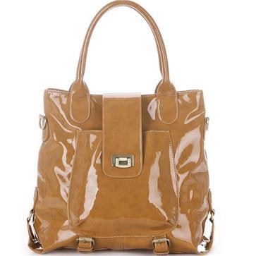 Brown patent leather fashion shoulder/worn dual-use bag