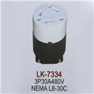 LK-7334 NEMA L8-30R 30A 480V, USA Power Connector, Twist Lock Connector, Generator receptacle