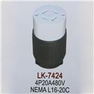 LK-7424 NEMA L16-20R 20A 480V, USA Twist Lock Connector, 3Pole 4Wire Locking Connector, Power Recept