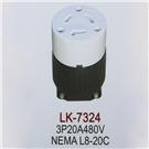 LK-7324 NEMA Locking Connector, L8-20R 20A 480V USA Wiring Connector, Twist Lock Connector