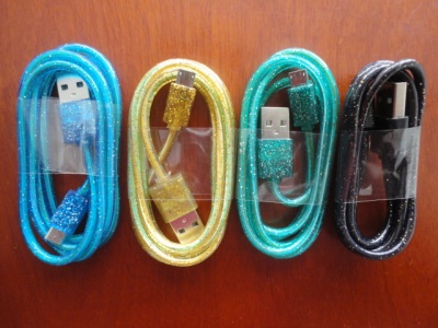 厂家直销彩色荧光micro USB数据线 迈克充电数据线 透明多功能