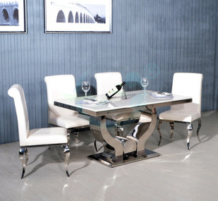The new stainless steel bergamot marble European contracted combination eat desk and chair