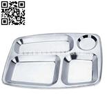 不锈钢小四格快餐盘（Stainless steel snack plate）ZD-KCP06