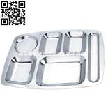 不锈钢大圆六格快餐盘（Stainless steel snack plate）ZD-KCP13