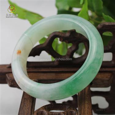 Ice kind of floating green jade bracelet one pair 1311072-1