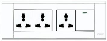 A118-L1K-3DGN   双控开关带三位多功能插座