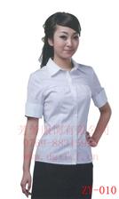 新款夏季短袖衬衫女职业装正装显瘦修身纯色白衬衣