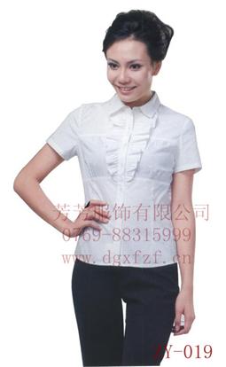 新款夏季短袖衬衫女职业装正装显瘦修身纯色白衬衣